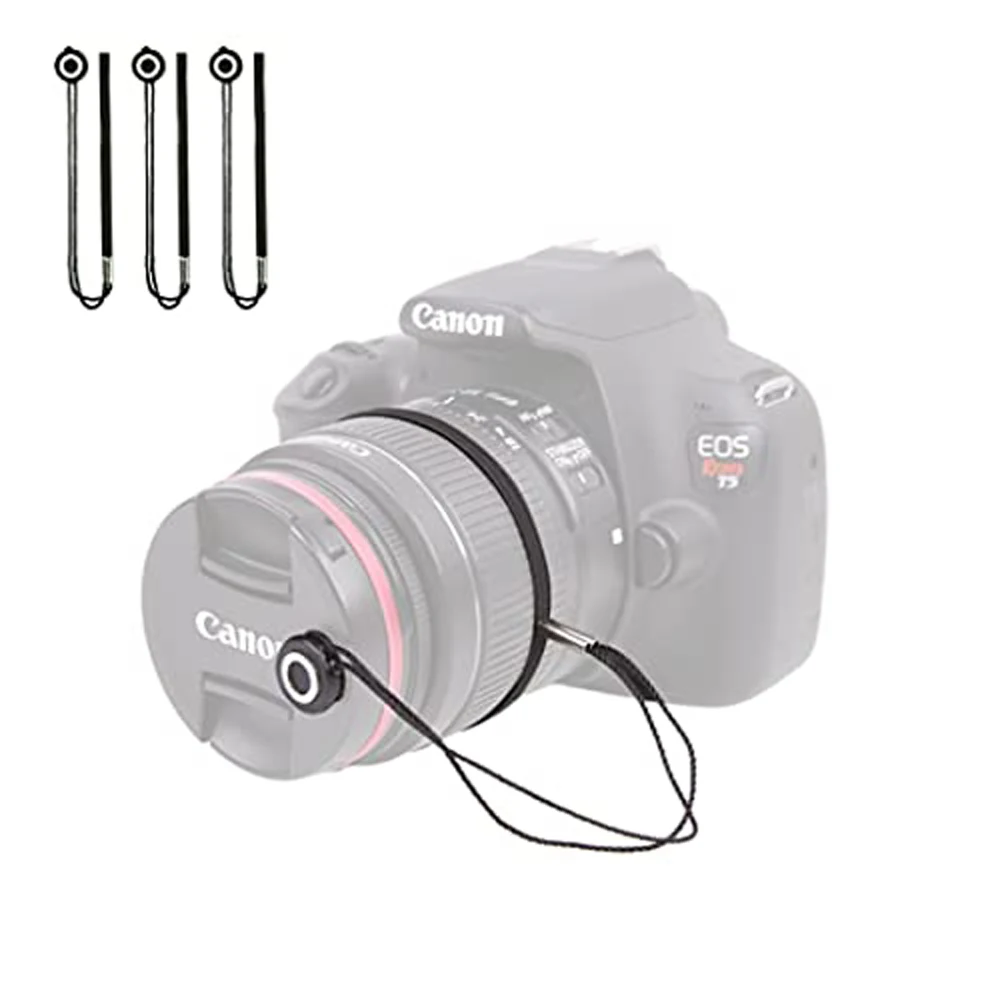 1/3/6 Stück Kamera-Objektivdeckel-Leine mit elastischer Schnur, kompatibel mit Universal DSLR SLR Evil Mirrorless Cameras Video (x3)