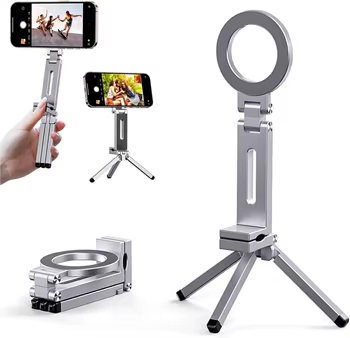 Faltbarer Magnetischer Handy-Stativhalter, 360° ° Drehbarer tragbarer Ständer für iPhone, Samsung