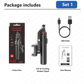 Desktop-Gimbal mit KI-Tracking, Handstabilisator C22, Selfie-Stick-Stativ für Mobiltelefone, Video-/Vlog-Aufnahmen