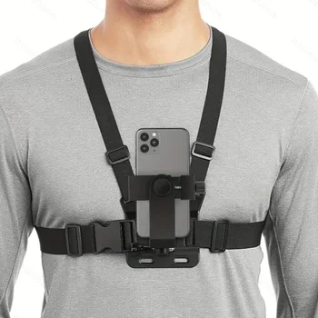 Verstellbarer Telefon-Clip-Halter mit Brustgurt-Befestigungshalterung für Sportkamera, Handy-Kamera, schwarzer