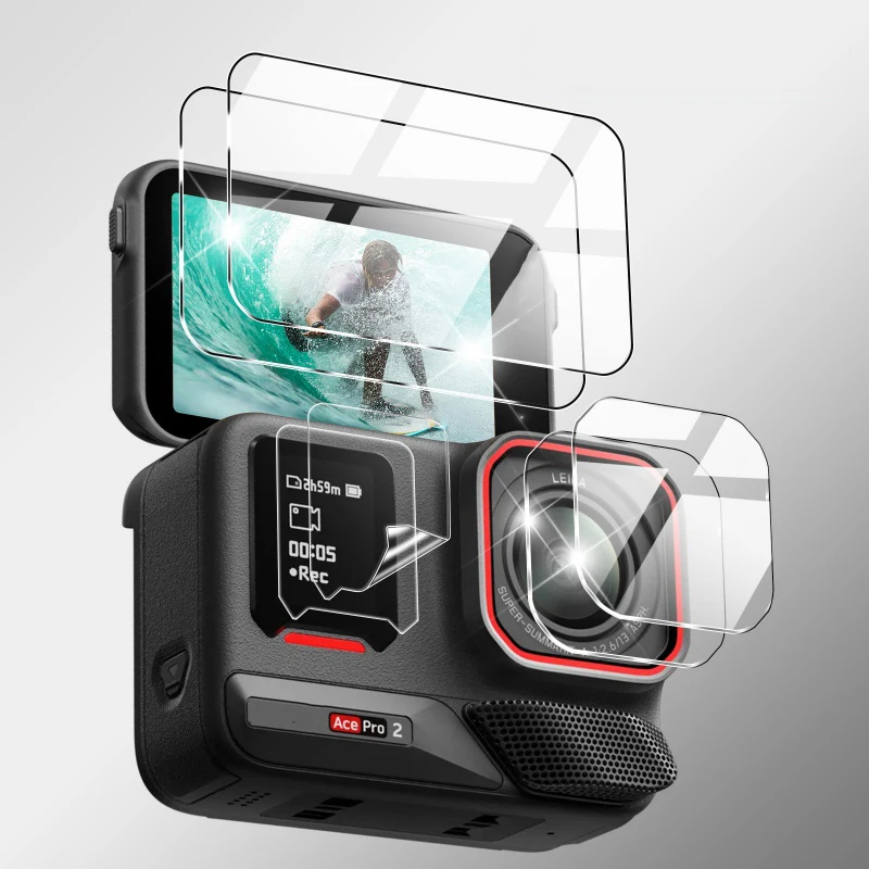 Displayschutz für Insta360 Ace Pro 2: Gehärtetes Glas, kratzfeste Objektiv-Displayschutzfolie Zubehör