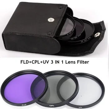 UV+CPL+FLD Filterset 3-in-1-Objektivfilterset mit Tasche für verschiedene Szenen für 49 mm, 52 mm, 55 mm, 58 mm, 62 mm