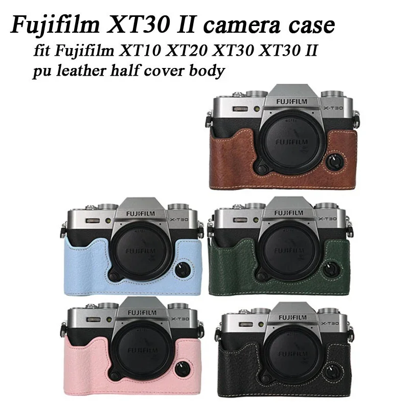 Leder-Halbhülle für Fujifilm X-T30 II: Pu-leder Kameratasche Leder Kamera halbe Tasche Körper