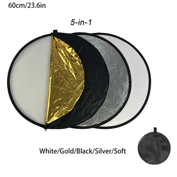 Fotoreflektor-Set, 5-in-1-Stil, Outdoor-Fotolicht für Live-Aufnahmen, optional 60/80/110 cm, tragbar und faltbar