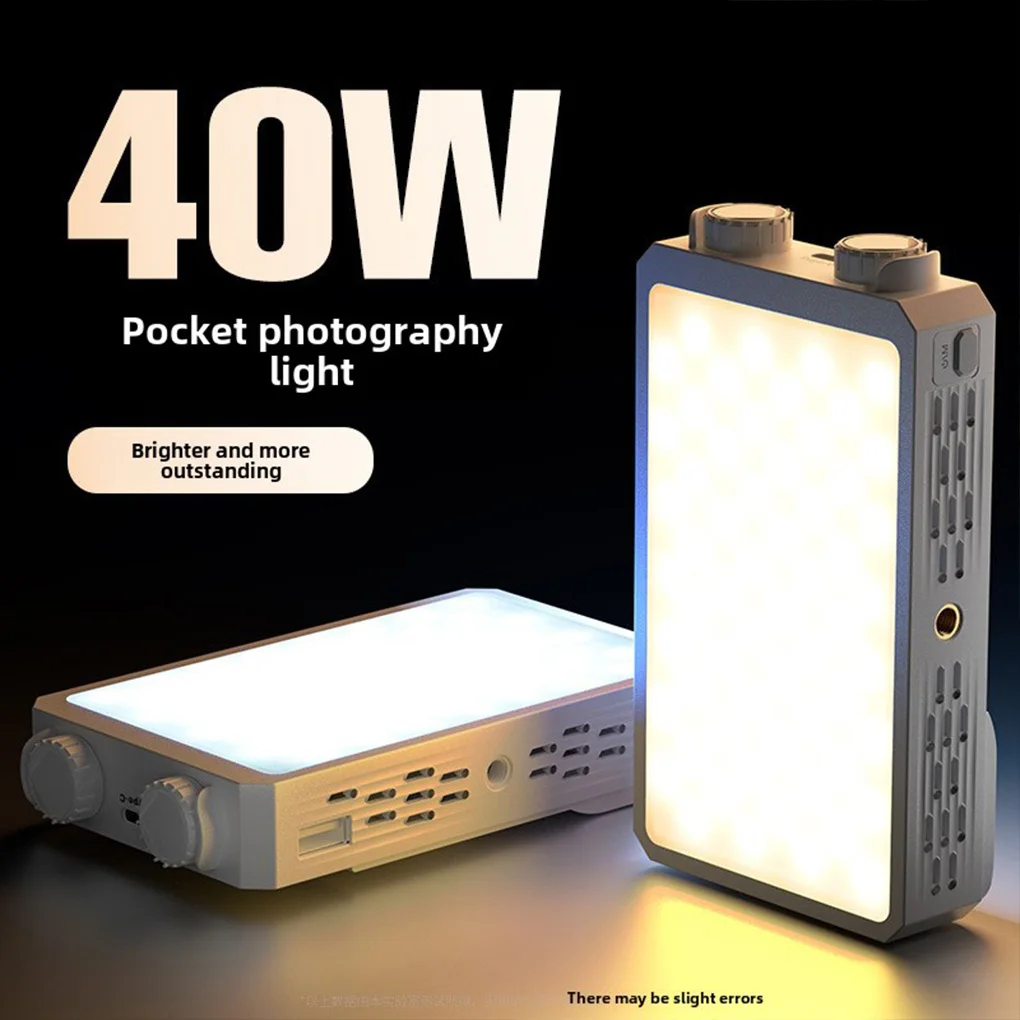 Tragbare LED-Videoleuchte, 40 W, Mini, kleines tragbares Fülllicht mit eingebautem wiederaufladbarem Akku, kann Handy