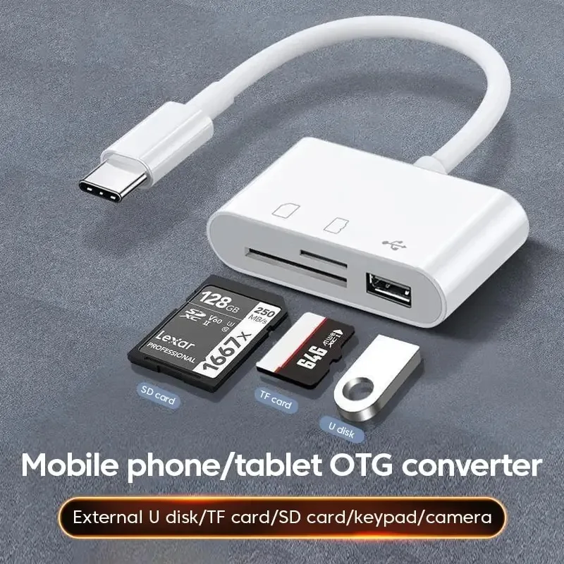 USB-C 3-in-1 Kartenleser für SD, TF und CF, für Handy und MacBook