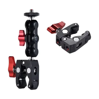 Super-Klemme Kamera-Klemmhalterung Monitor 360 ° Ballhead Magic Arm Doppel-Kugelkopf-Adapter