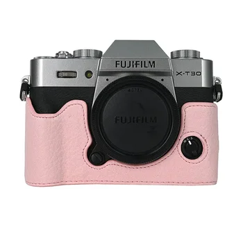Leder-Halbhülle für Fujifilm X-T30 II: Pu-leder Kameratasche Leder Kamera halbe Tasche Körper