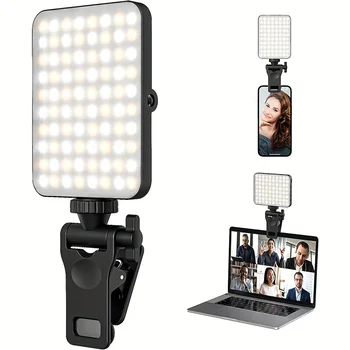 Wiederaufladbares magnetisches LED-Selfie-Licht, 3 Modi dimmbares Licht, 3000 mAh, 120 LEDs, Clip-On