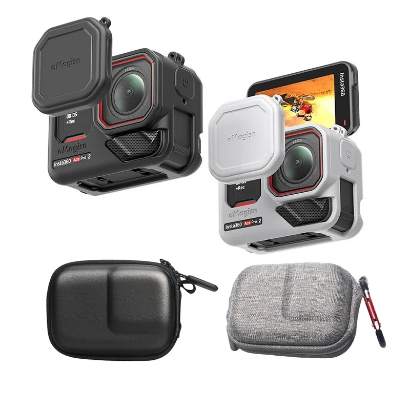 Tasche für Insta360 Ace Pro 2: Silikonhülle, mit Objektivabdeckkappe, Mini-Tragetasche, Aufbewahrungstasche Zubehör