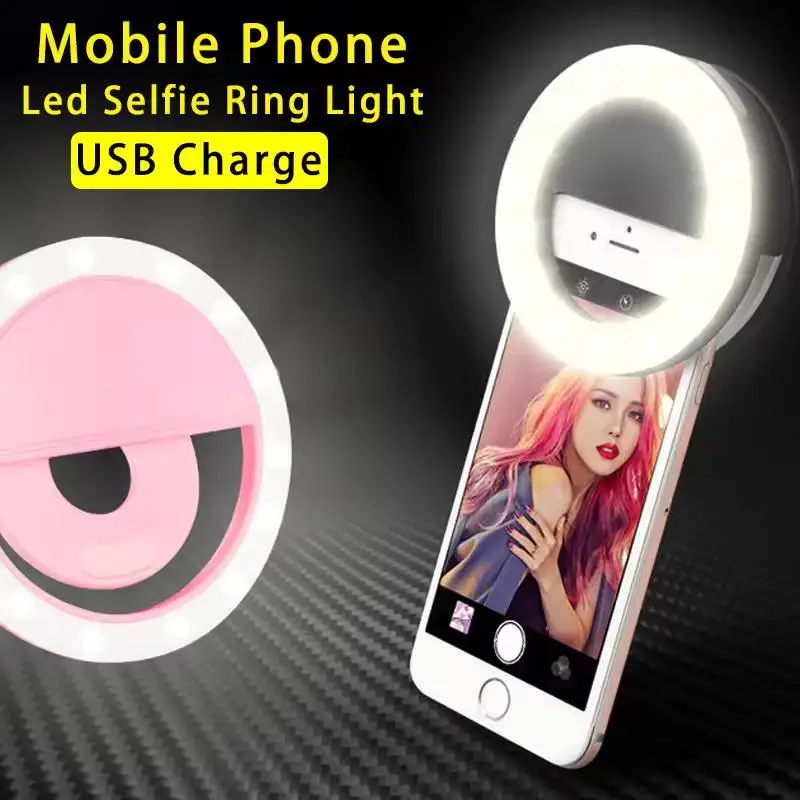 1pc USB Ladekabel LED Selfie Ring Licht Einstellbare Helligkeit Telefon Kamera Füllen Licht für iPhone Samsung Xiaomi Huawei