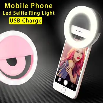 USB Ladekabel LED Selfie Ring Licht Einstellbare Helligkeit Telefon Kamera Füllen Licht für iPhone Samsung