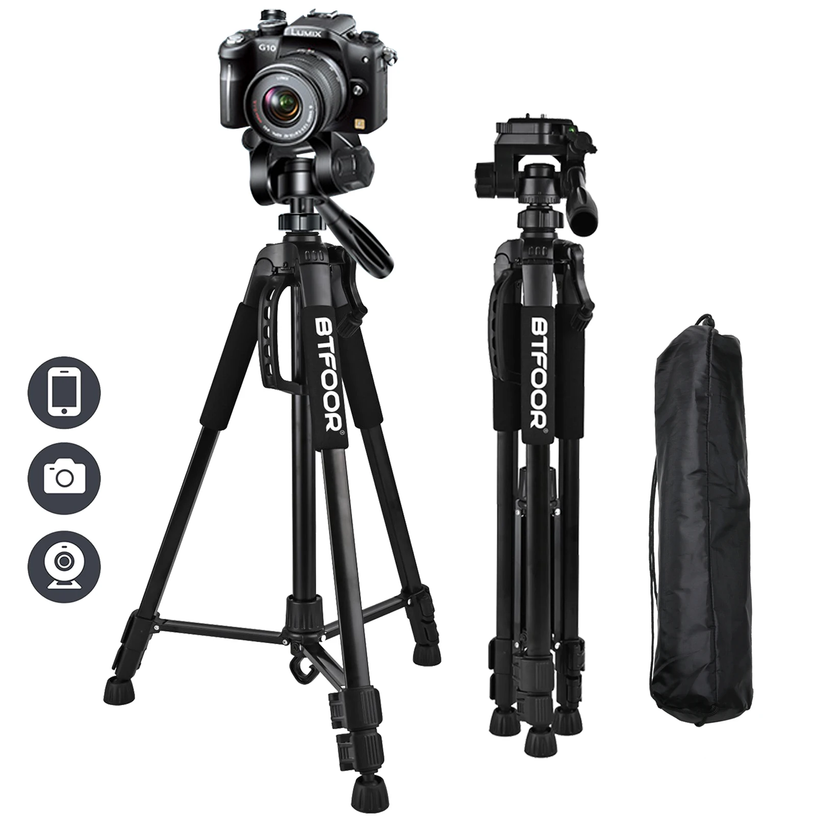 Telefon Reise Selbst Stativ Aluminium Hohe 55 "140CM Ständer Mit Schnell Platten Montieren Pan Kopf Für Canon Nikon
