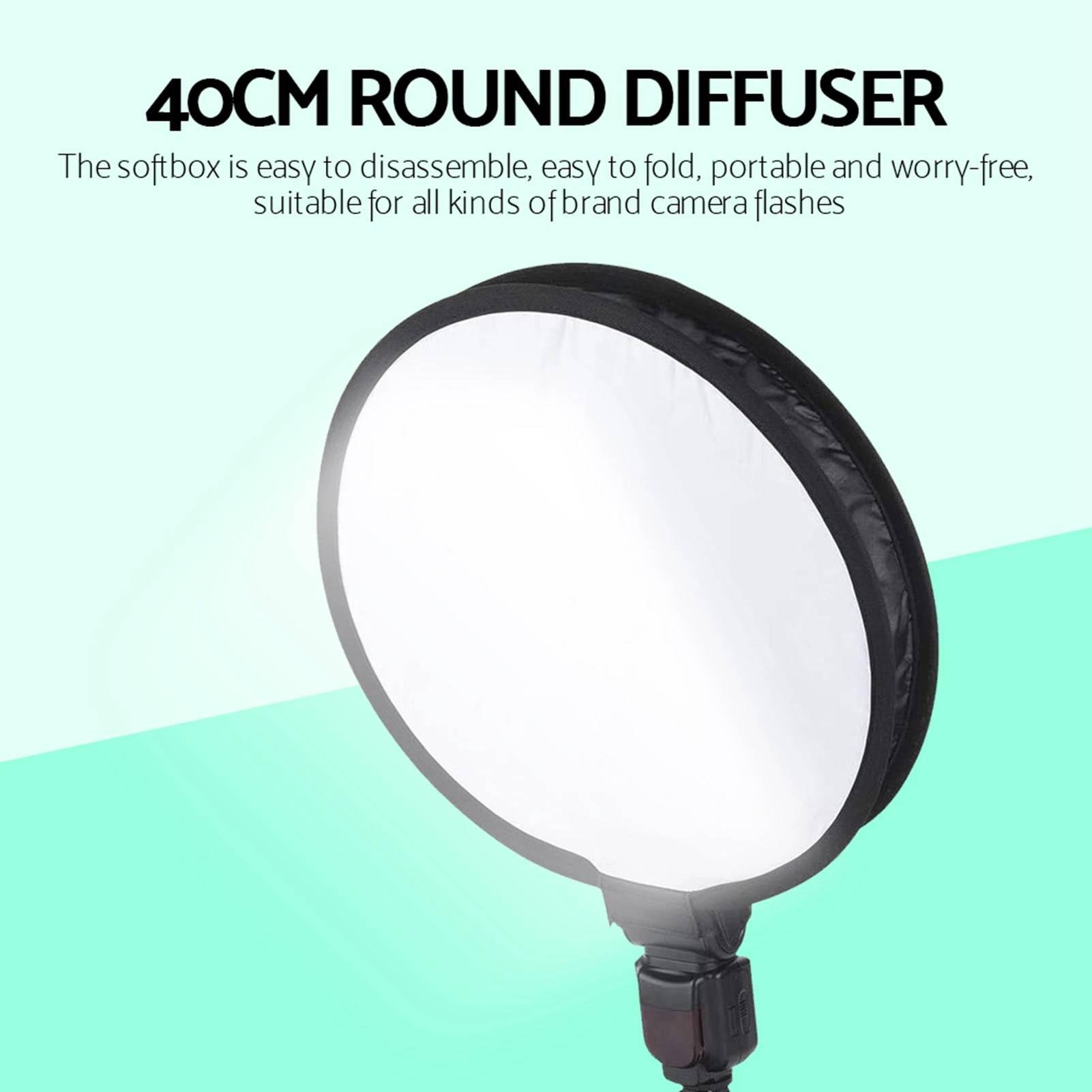 Universelle 40 cm faltbare Speedlite-Softbox, runde Blitzdiffusorhalterung, kompatibel mit Kamera, Stroboskop