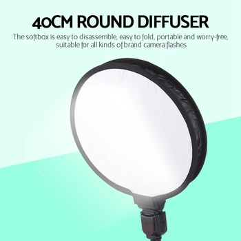 Universelle 40 cm faltbare Speedlite-Softbox, runde Blitzdiffusorhalterung, kompatibel mit Kamera, Stroboskop