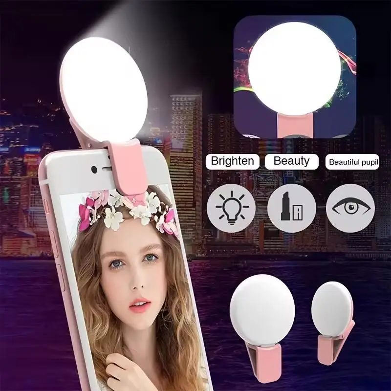 Mini Selfie Ring Licht Tragbare LED Lampe USB Lade Fotografie Clip Ring Licht Universal Handy Live Video Schönheit Lampe