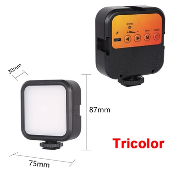 LED-Videoleuchte, tragbar, Fotografie, On-Camera, 3000 K-7000 K, Mini-Licht in 3 Farben, wiederaufladbar, für