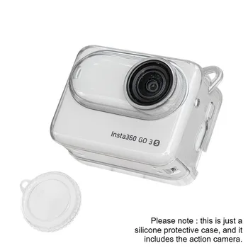 Schutzhülle für Insta360 GO 3S: Weiche Silikon-Schutzhülle mit Lanyard-Objektivabdeckung, kratzfest, stoßfest, TPU, transparent
