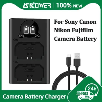 Ladegerät für Canon EOS R100: Dual--Akkuladegerät NP-FW50 FZ100 BX1 LP-E6 E8 E17 NB-13L NP-W235 W126 EN-El15