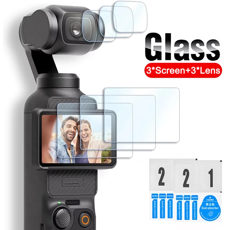Schutz für DJI Osmo Pocket 3: Kameraobjektiv + Bildschirm aus gehärtetem Glas, hart, klar, kratzfest, Displayschutzfolie