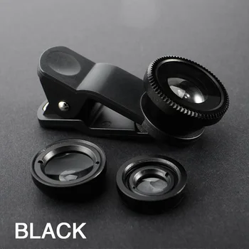 3in1 Fisheye Weitwinkel-Mikrokameraobjektiv für iPhone Xiaomi Redmi 3IN1 Zoom Fish Eye Len auf Smartphone-Objektiven mit Telefonclip