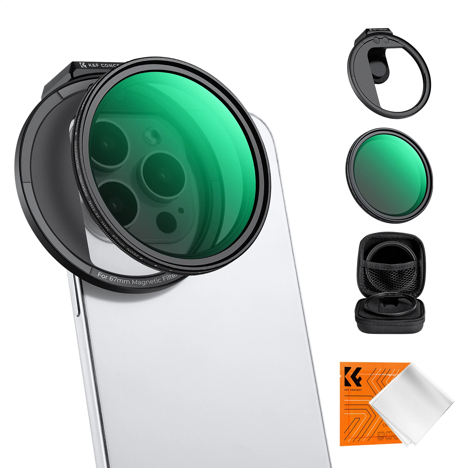 K & f Konzept Clip-On Magnet filter Kit 67mm variable ND2-32 & CPL Filter & Adapter halterung für alle Telefone, iPhone