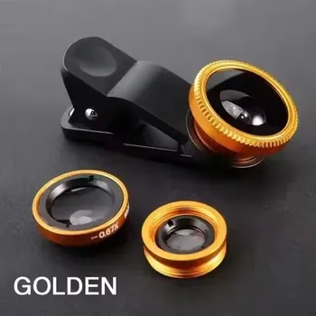 3-in-1 Fisheye Weitwinkel Mikro-Kameraobjektiv für iPhone Xiaomi Redmi 3-in-1 Zoom Fischaugen-Objektiv für Smartphone-Objektive mit Telefonclip