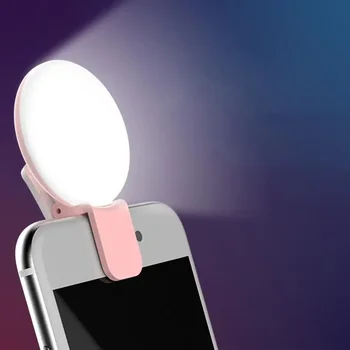 Handy LED Selfie Ring Licht Tragbare Mini Langlebig Praktische Drei Stoppen Dimmen Kreis Fotografie Clip