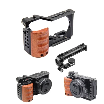 Cage für Sony ZV-E10: Käfig kamera Mit Holzgriff kalten schuh Kaninchen käfig unterstützung halterung
