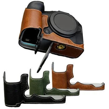 Leder-Halbhülle für Canon EOS R5, EOS R6 Mark II, EOS R6: PU-Leder Kameratasche Hartschalen-Halbgehäuse R6III