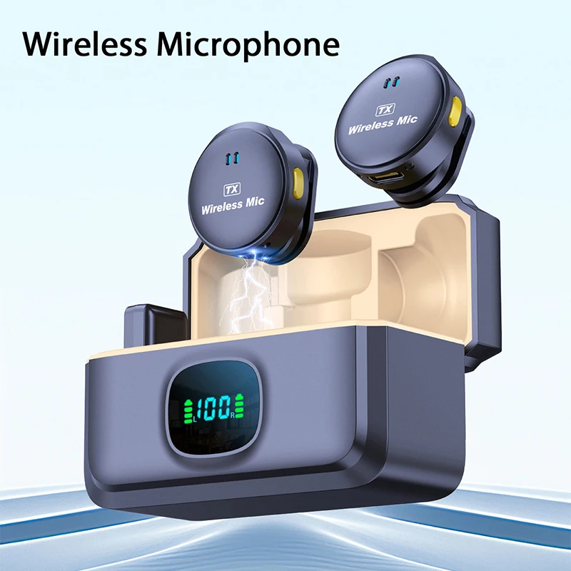 Professionelles kabelloses Dual-Lavalier-Mikrofon mit Ansteckknopf für iPhone, Android-Handys, Mobiltelefone, PC, Mikro-Audio