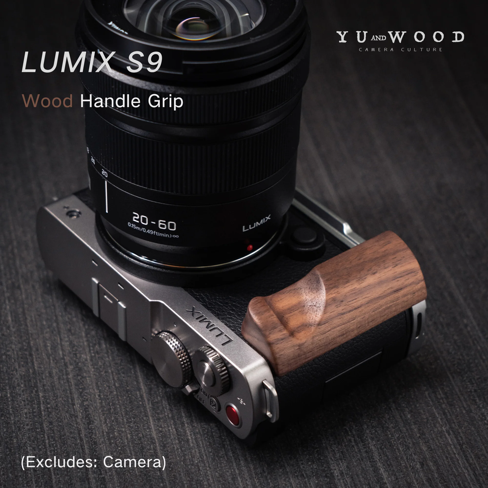 L-Winkel für Panasonic Lumix S9: Holz-Handgriff L-Halterung Kamera mit Schnellwechsel-L-Platten-Halterung Ultraleicht mit