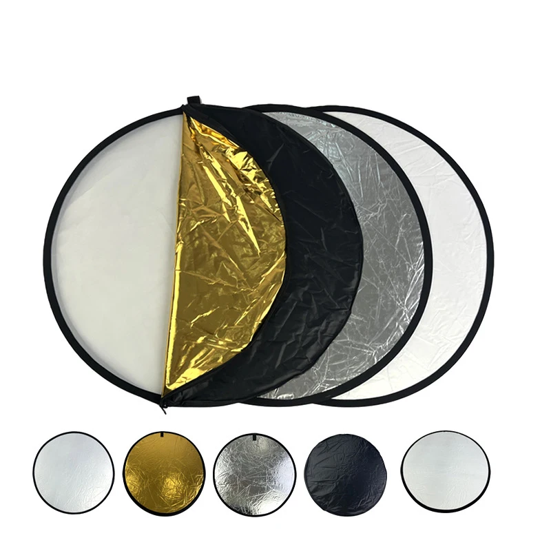 Fotoreflektor-Set, 5-in-1-Stil, Outdoor-Fotolicht für Live-Aufnahmen, optional 60/80/110 cm, tragbar und faltbar