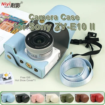 Leder-Halbhülle für Sony ZV-E10 II, ZV-E10: Schutzhülle Cover Base Tasche Barrel Leder Schultergurt Hals Body
