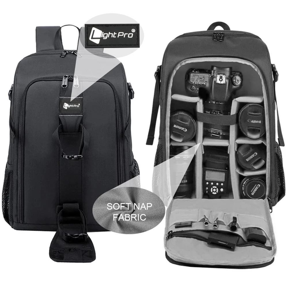 Großer Wasserdichter Fotografie-Kamerarucksack mit Regenschutz für Canon, Nikon, Sony, Pentax - Geeignet für