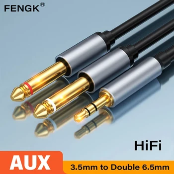 3,5 mm auf Doppel 6,5 mm TRS-Kabel AUX-Adapter Audiokabel 6,5 Klinke auf Stereo 3,5 Klinke für Mixer Verstärker