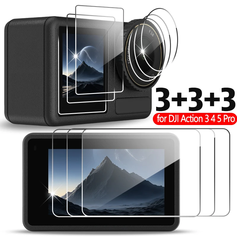Schutz für DJI Osmo Action 4: HD-Displayschutzfolie für Action 6, 5, 4, 3, Action 5, Pro, ultraklares Kameraobjektiv aus gehärtetem Glas, Schutzfolie, Zubehör
