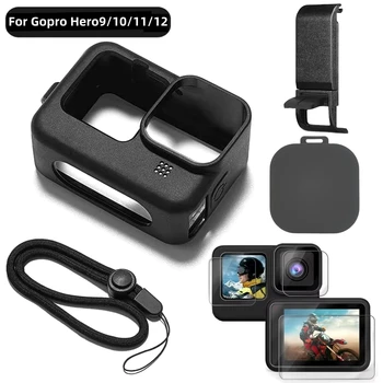 Displayschutz für GoPro HERO12 Black, HERO11 Black: Silikonhülle, schwarzes gehärtetes Glas