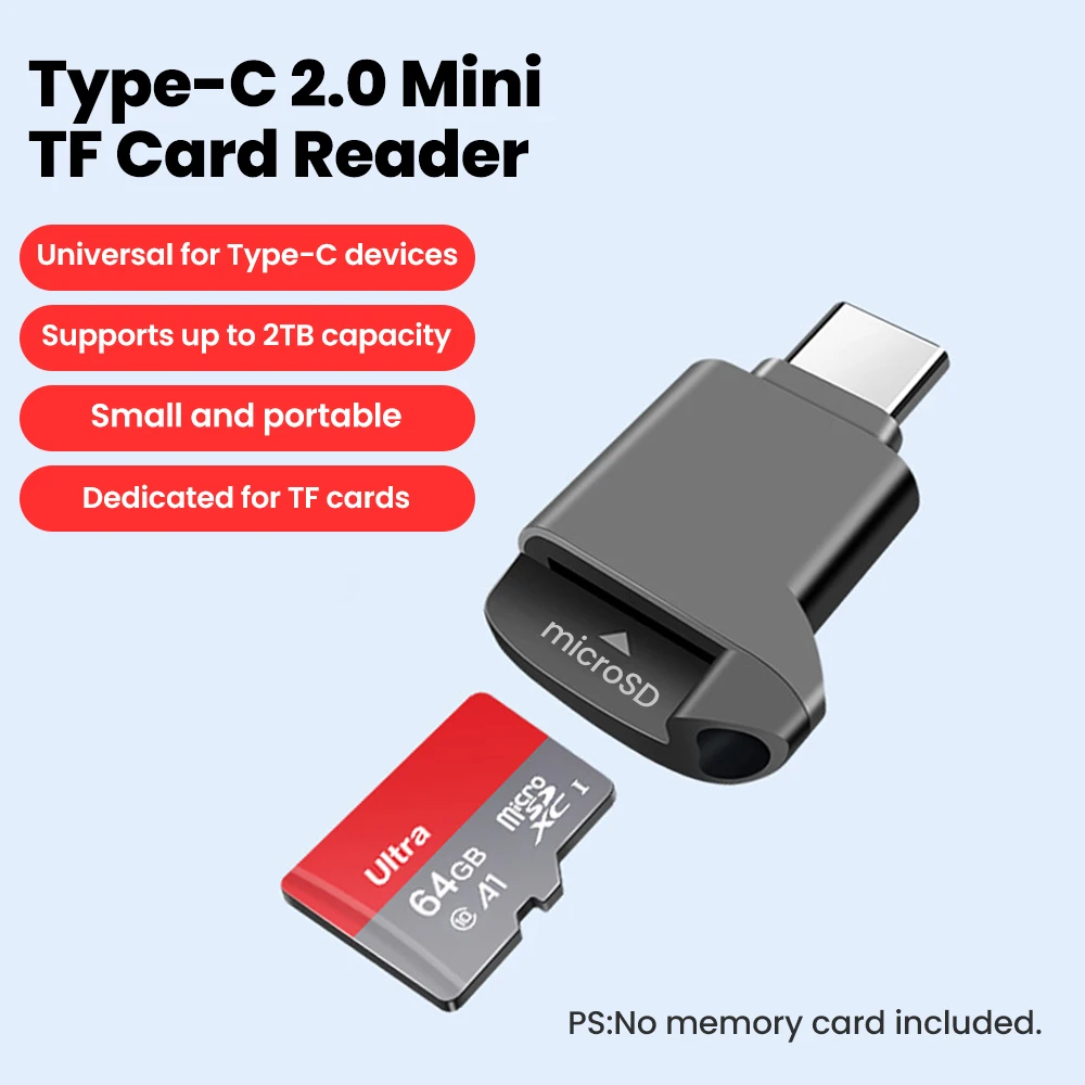 Typ-C 2.0 Kartenleser TF Mini-Autospeicherkartenleser für iPhone 17 16 15 USB C 2.0 Kartenleser zu Micro TF