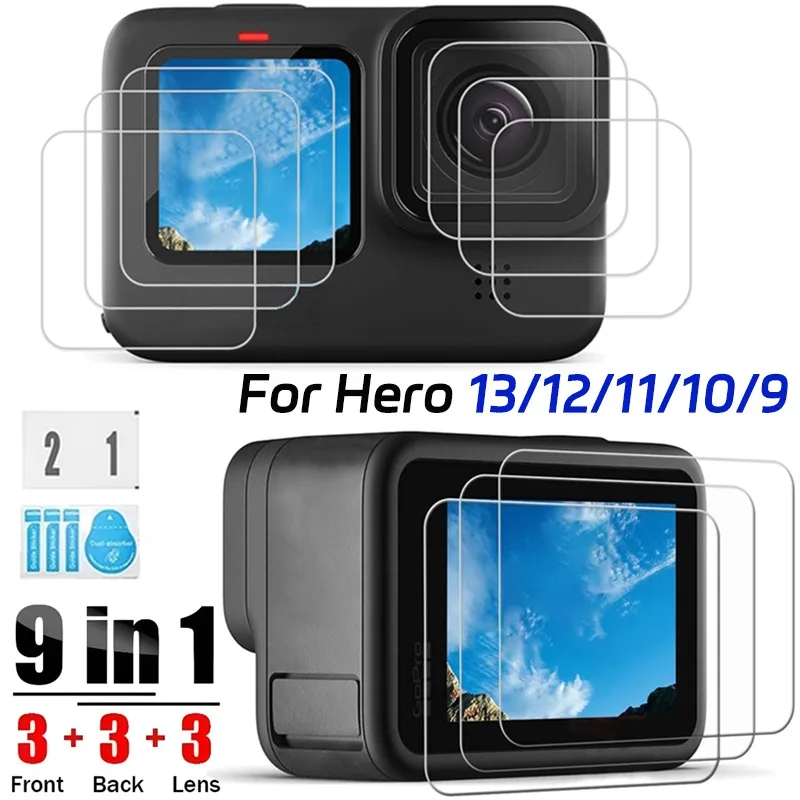 Displayschutz für GoPro HERO12 Black: Displayschutzfolie aus gehärtetem Glas, Kameraobjektiv-Schutzfolie auf der Rückseite, 9H-Härte