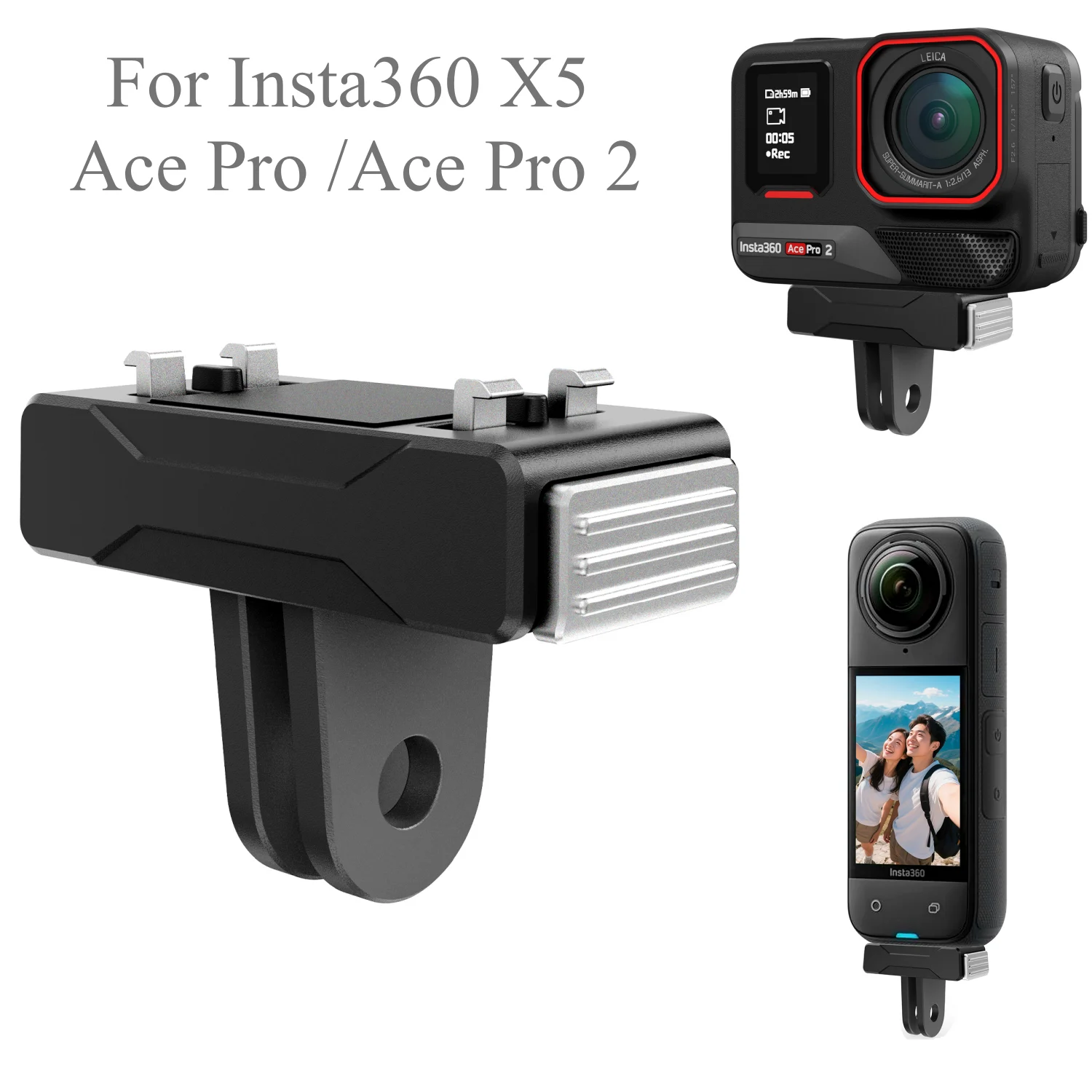 Halterung für Insta360 X5, Ace Pro 2: Magnetische Adapter-Halterung, Kamerazubehör, Stativ-Verlängerungsstangen-Halterung