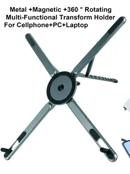 Tragbarer Magnetischer Handyhalter & Selfie-Stick 3-in-1 Faltbares Stativ für iPhone iPad Tablet Laptop Desktop-Nutzung
