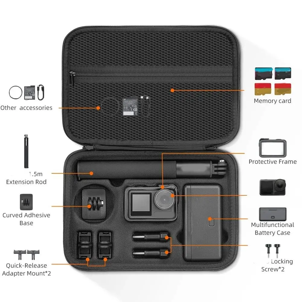 Tasche für DJI Osmo Action 5 Pro: Hartschalen-Action-Kameratasche, stoßfeste, multifunktionale Tragetasche, wasserdichte
