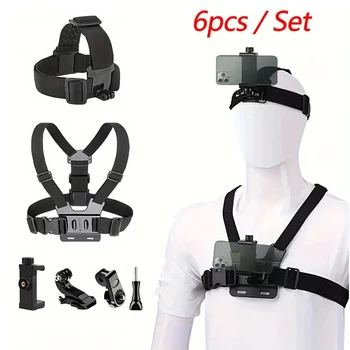 Action-Kamera-Zubehör-Set, Kopfgurt, Brustgurthalterung, verstellbarer Halter für GoPro Phone DJI Osmo SJCAM