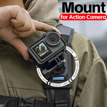 Halterung für GoPro HERO13 Black, Insta360 X5, X4: 360 Rotation Tasche Rucksack Schultergurt Halterung