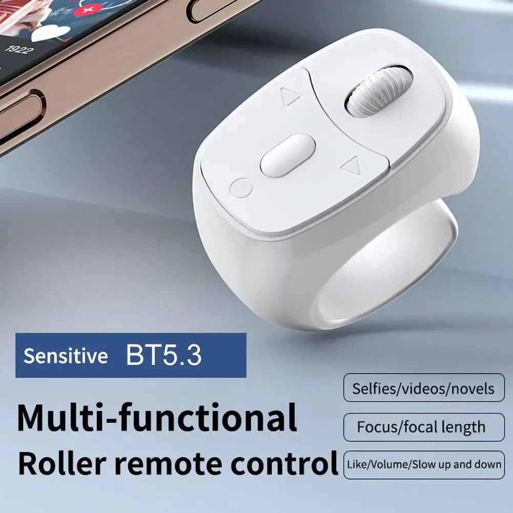 Bluetooth-Ring-Fernbedienung, kabelloser Seitenblätterer, Selfie-Klicker, Auslöser für iOS- und Android-Smartphones