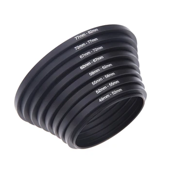 Metall-Step-Up-Ringe, Objektiv-Adapter, Filter-Set, Aluminium-Ring, Universal-Linse, 37–49 49–52 52–55 55–58 58–62