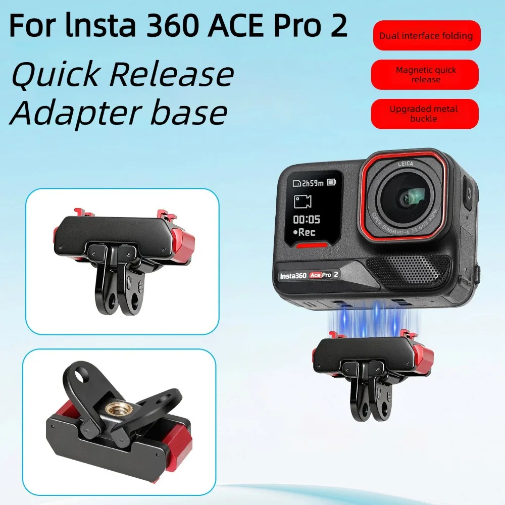 Halterung für Insta360 X5, Ace Pro 2: X6/: Magnetischer Schnellwechseladapter aus Legierung, Basisadapter, mit -Zoll-Gewindeanschluss,.