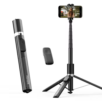 1,7 m tragbarer Selfie-Stick, ausziehbares Stativ 360° ° Drehbarer Bounce-Typ-Telefonhalter mit Bluetooth-Fernbedienung