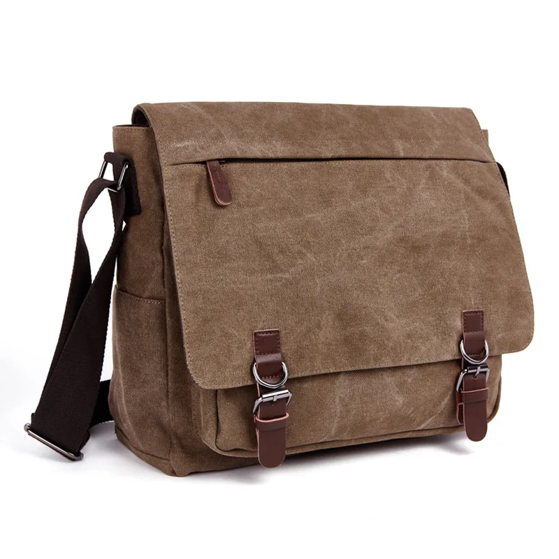 Vintage Tasche Canvas Laptop Umhängetasche Messenger Bag Herren Casual Umhängetaschen Schule Büchertasche